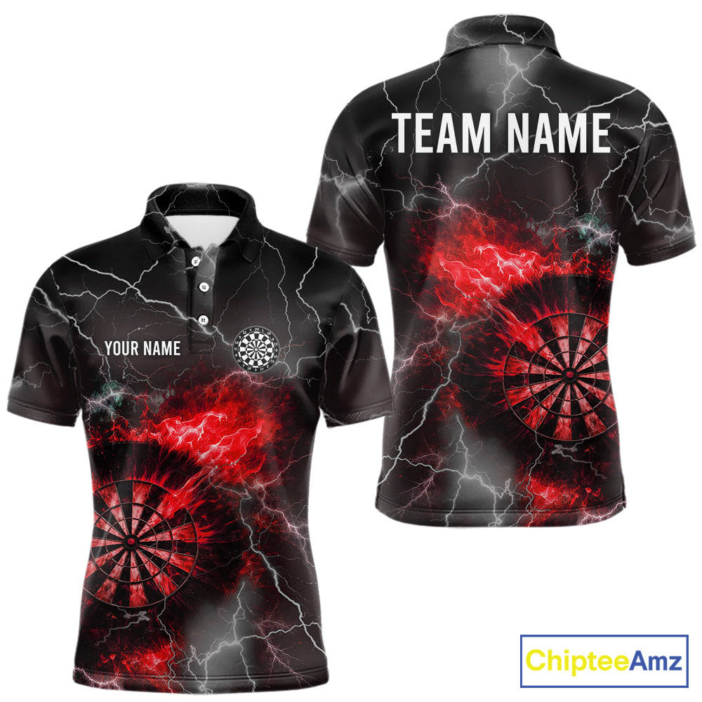Custom Lightning Flame Red Dart Shirt For Men, Darts Jersey Pocket Option TDM6020