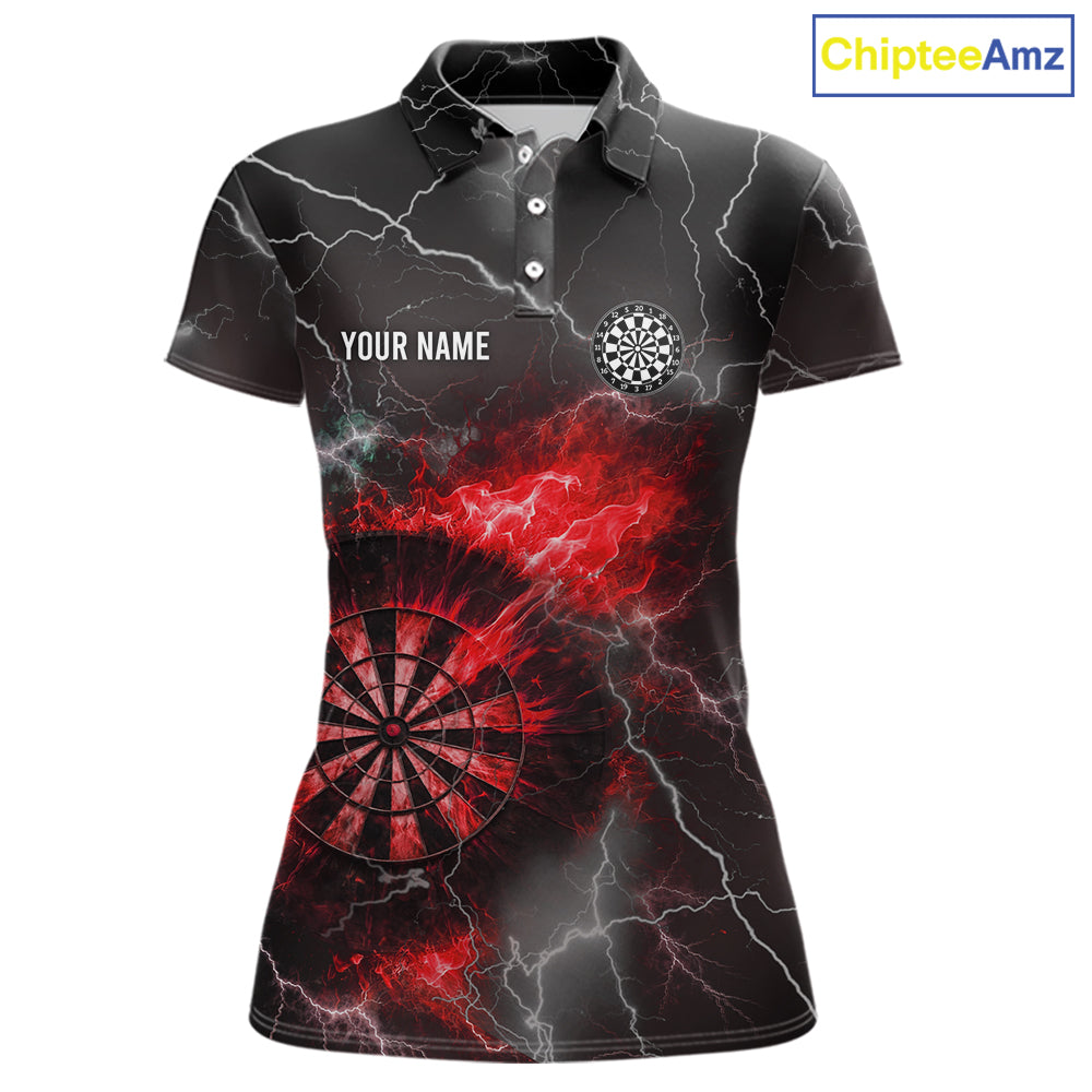 Custom Lightning Flame Red Dart Shirt For Women, Darts Jersey Pocket Option TDM6020