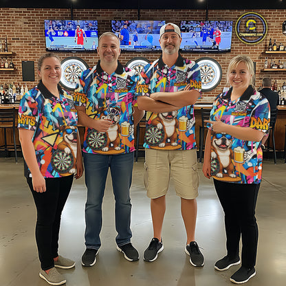 Funny Bulldog Colorful Graffiti Darts Shirt For Women Custom Darts Team Jersey Polo & 1/4 Zip TDM6464