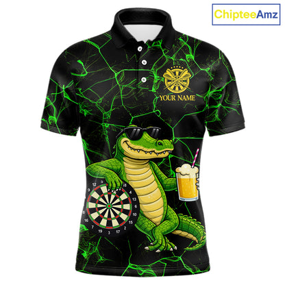 Black And Green Funny Alligator Darts Shirt For Men Custom Lightning Darts Team Jersey Outfit TDM5873