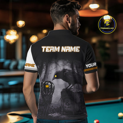 Personalized Orange 8 Ball Pool Crows Billiard Shirts For Men, Halloween Pool Team Jersey Outfit TDM4509