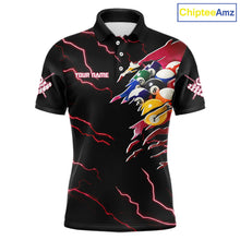 Load image into Gallery viewer, Red 8 Ball Lightning Thunder Cobra Snake Billiard Shirt For Men Custom Pool Team Jersey TDM5874