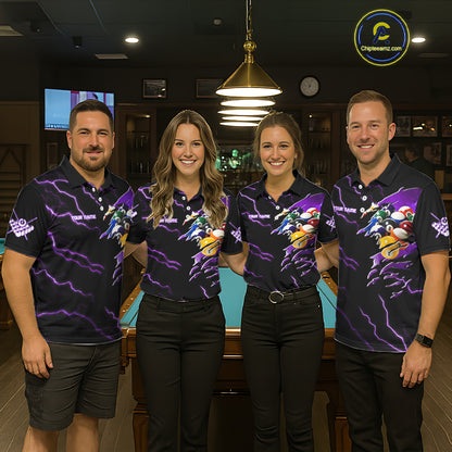 Purple 8 Ball Lightning Thunder Cobra Snake Billiard Shirt For Men Custom Pool Team Jersey TDM5875