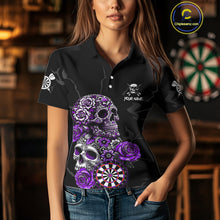 Load image into Gallery viewer, Personalized Funny Purple Skull Roses Darts Shirt For Women Custom Darts Team Jersey, Darts Outfit TDM4144