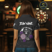 Load image into Gallery viewer, Personalized Funny Purple Skull Roses Darts Shirt For Women Custom Darts Team Jersey, Darts Outfit TDM4144