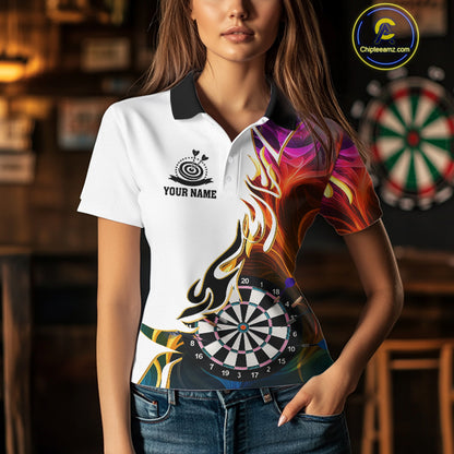 Personalized Colorful Flaming Darts Jersey For Women Custom Darts Team Shirts Polo & Quarter Zip TDM4514