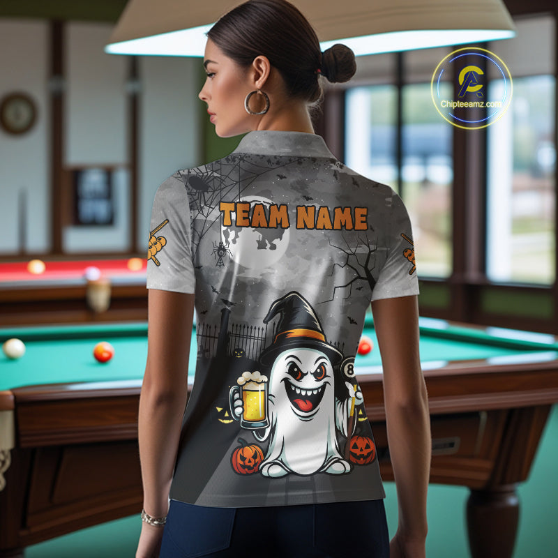 Funny Ghostly Beer Halloween Billiard Shirt For Women Custom Halloween Gifts For Pool Player TDM4947