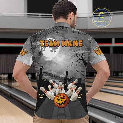 Funny Bowling Halloween Shirt For Men Custom Halloween Bowling Jersey Team Polo & 1/4 Zip TDM4949
