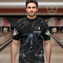 Load image into Gallery viewer, Grim Reaper And Roses Custom Bowling Shirt For Men, Bowling Team Jersey Polo &amp; Quarter Zip TDM6272