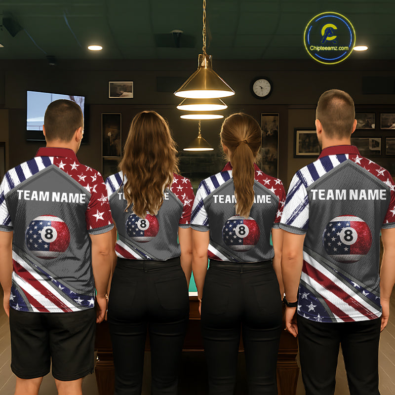 Patrioitc 8 Ball Pool Men Billiard Polo & 1/4-Zip Shirt Personalized Billiard Team Jersey NYN2376
