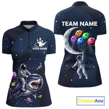 Load image into Gallery viewer, Custom Astronaut Galaxy Funny Bowling Jersey For Women, Bowling Polo &amp; Quarter Zip Team Shirts TDM6273