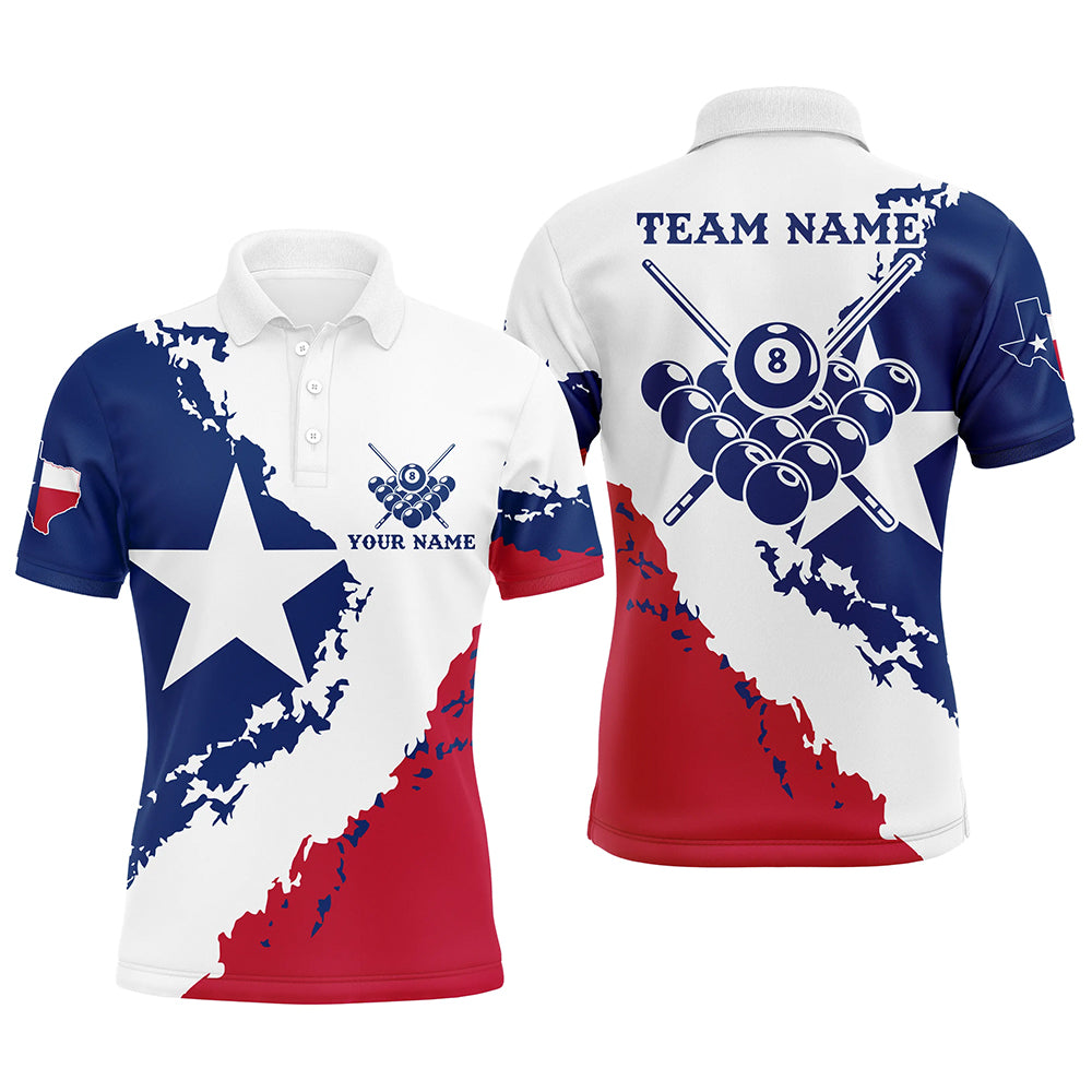 Personalized Billiard Pool Texas Flag Polo Shirts For Men Custom Billiard Texas Sport Shirts TDM0513