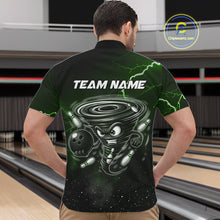 Load image into Gallery viewer, Personalized Thunder Lightning Tornado Funny Bowling Shirt For Men, Bowling Team Jersey |Green TDM5395