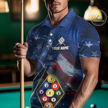 Load image into Gallery viewer, American Flag Blue Galaxy Billiard Shirt For Men Custom 9 Ball Pool Team Jersey Polo &amp; 1/4 Zip TDM5886