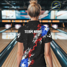 Load image into Gallery viewer, Personalize Puerto Rico Flag Smoke Bowling Shirt For Women Custom Patriotic Bowling Team Jersey TDM6022
