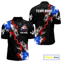 Load image into Gallery viewer, Personalize Puerto Rico Flag Smoke Bowling Shirt For Men Custom Patriotic Bowling Team Jersey TDM6022