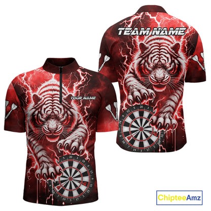 Personalized Thunder Lightning Tiger Dart Shirts For Men Custom 3D Dart League Team Jersey|Red TDM3861