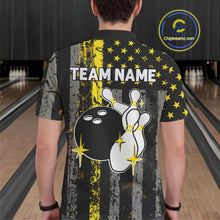 Load image into Gallery viewer, Yellow Grunge American Flag Patriotic Bowling Shirts For Men Custom Bowling Jersey Polo &amp; 1/4 Zip TDM6288