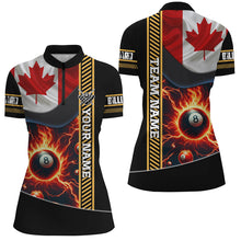 Load image into Gallery viewer, Personalized Canada Flag Lightning 8 Ball Pool Fire Women Billiard Shirts, Patriotic Billiard Jersey TDM1976