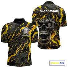 Load image into Gallery viewer, Black Yellow Skull Lightning Splash Darts Shirt For Men Custom Darts Jersey Team Polo &amp; 1/4 Zip TDM5893