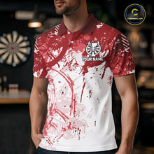 Load image into Gallery viewer, Personalized Red Grunge Darts Jerseys For Men Custom Darts Team Shirts Polo &amp; Quarter Zip TDM5894