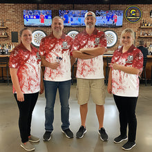 Load image into Gallery viewer, Personalized Red Grunge Darts Jerseys For Women Custom Darts Team Shirts Polo &amp; Quarter Zip TDM5894