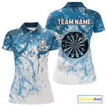 Load image into Gallery viewer, Personalized Blue Grunge Darts Jerseys For Women Custom Darts Team Shirts Polo &amp; Quarter Zip TDM5895