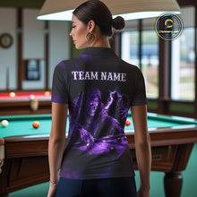 Load image into Gallery viewer, Personalized Purple Smoke Skull Billiard Shirts For Women Custom Grim Reaper Billiard Jerseys TDM3870