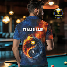 Load image into Gallery viewer, Personalized Water And Fire 8 Ball &amp; 9 Ball Billiard Shirt For Men, Pool Team Jersey Polo &amp; 1/4 Zip TDM6297