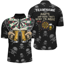 Load image into Gallery viewer, Darts And Beer That's Why I'm Here Custom Skull Darts Shirts For Men Best Drinking Darts Jerseys TDM1981