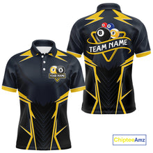 Load image into Gallery viewer, Billiard Jersey For Men Custom Polo &amp; 1/4 Zip Billiard Team Shirt, 8 &amp; 9 Ball Pool Shirt|Yellow TDM4330