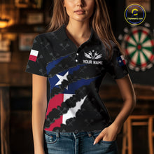 Load image into Gallery viewer, Personalized Texas Flag Darts Pattern Polo &amp; 1/4 Zip For Women Custom Texas Darts Team Jerseys TDM5418