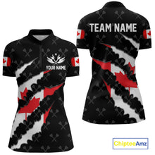 Load image into Gallery viewer, Personalized Canada Flag Darts Pattern Polo &amp; 1/4 Zip For Women Custom Canadian Darts Team Jerseys TDM5419