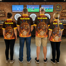 Load image into Gallery viewer, Personalized Fire Flame Tiger Darts Shirt For Women Custom Darts Jersey Team Polo &amp; Quarter Zip TDM6312