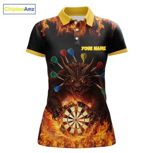 Personalized Dragon Flame Lion Darts Shirt For Women Custom Darts Jersey Team Polo & Quarter Zip TDM6313