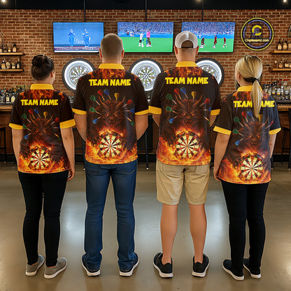 Personalized Dragon Flame Lion Darts Shirt For Men Custom Darts Jersey Team Polo & Quarter Zip TDM6313