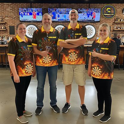 Personalized Dragon Flame Lion Darts Shirt For Men Custom Darts Jersey Team Polo & Quarter Zip TDM6313