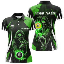 Load image into Gallery viewer, Funny Green Grim Reaper 8 Ball &amp; 9 Ball Billiard Shirts For Women Custom League Billiard Jerseys TDM2463