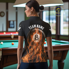Load image into Gallery viewer, Orange Flaming 8 Ball Billiard Polo &amp; 1/4 Zip For Women Custom Billiard Jersey, Pool Team Shirts TDM5432