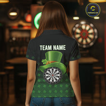 Load image into Gallery viewer, Black And Green St Patrick Day Shamrock Darts Shirt For Women Custom Lucky Darts Team Jersey TDM5705