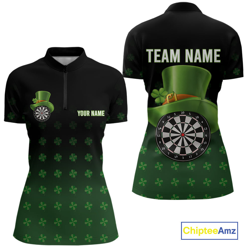 Black And Green St Patrick Day Shamrock Darts Shirt For Women Custom Lucky Darts Team Jersey TDM5705
