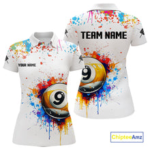 Load image into Gallery viewer, Funny 9 Ball Pool Colorful Paint Splash Custom Billiard Shirt For Women, Billiard Team Jersey|White TDM3977