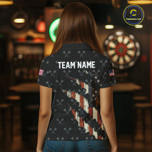 Load image into Gallery viewer, Vintage American Flag Darts Polo &amp; Quarter Zip Custom Darts Shirt For Women, Patriotic Darts Jersey TDM4999