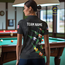 Load image into Gallery viewer, Personalized Scratch Black 8 Ball Billiard Shirt For Women, Pool Team Jersey Polo 1/4 Zip |Green TDM6070