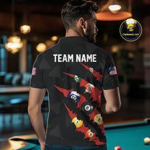 Load image into Gallery viewer, Personalized Scratch Black 8 Ball Billiard Shirt For Men, Pool Team Jersey Polo 1/4 Zip |Red TDM6072
