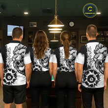 Load image into Gallery viewer, Black And White Funny Lion Billiard Shirt For Women Custom 8 Ball Pool Team Jersey Polo &amp; 1/4 Zip TDM6321