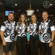 Load image into Gallery viewer, Black And White Funny Lion Billiard Shirt For Women Custom 8 Ball Pool Team Jersey Polo &amp; 1/4 Zip TDM6321