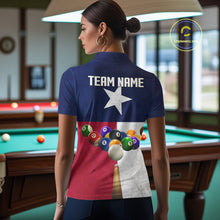 Load image into Gallery viewer, Personalized Vintage Texas Flag Billiard Shirt For Women, Patriotic Pool Team Jersey Polo &amp; 1/4 Zip TDM6331