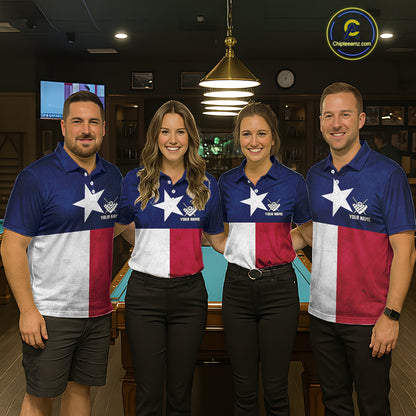 Personalized Vintage Texas Flag Billiard Shirt For Women, Patriotic Pool Team Jersey Polo & 1/4 Zip TDM6331