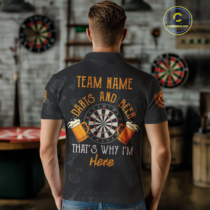 Darts And Beer That's Why I'm Here Custom Skeleton Dart Shirts For Men, Funny Drinking Jerseys TDM3989